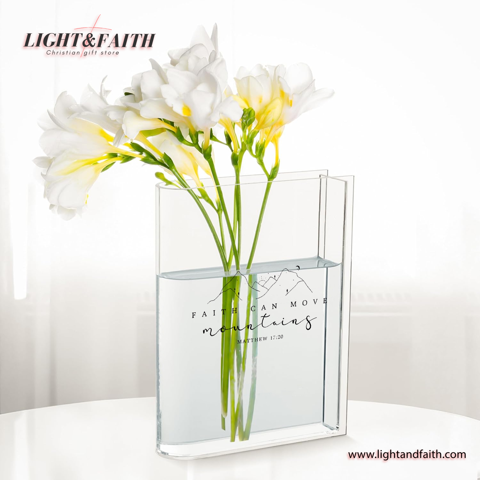 Faith Can Move Mountains Book Vase, Christian Book Vase, Faith Book Vase, Bible Verse Book Shaped Flower Vase